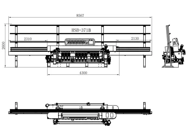 HSB-371 de machine de biseautage de ligne droite en verre